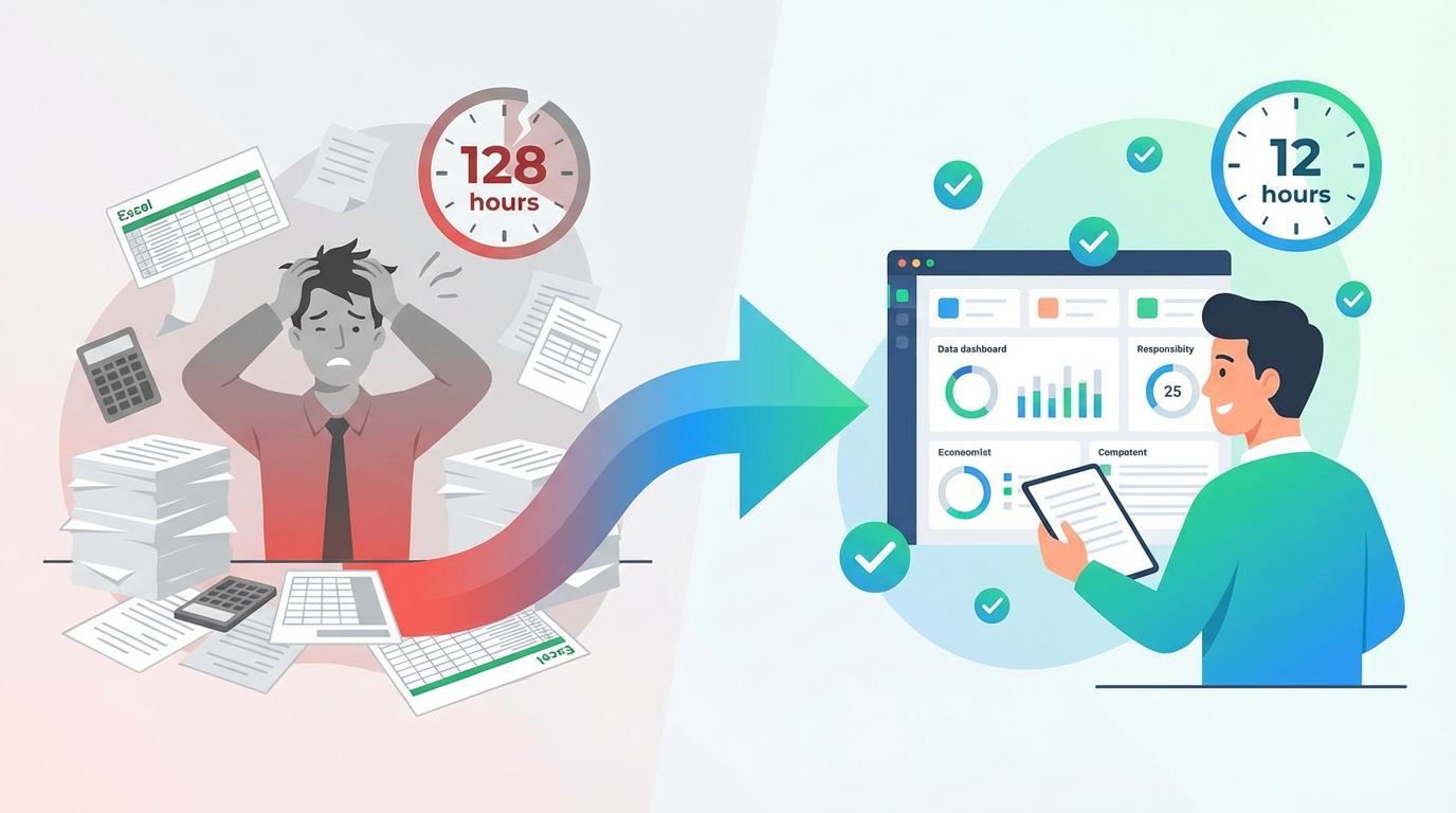 導入前後の変化 128時間から12時間へ